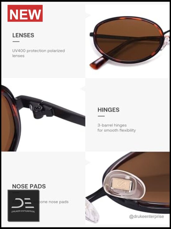 Retro Oval Polarized Sunglasses with UV400 Protection for Women Men